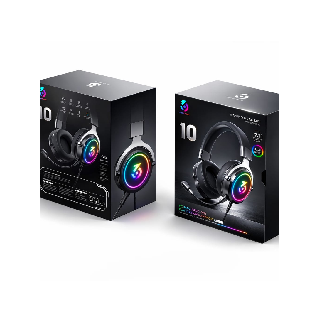 Three Six Nine R10 سماعة الألعاب صوت محيطي 7.1 وإضاءة RGB Z.22327.16873311965738378