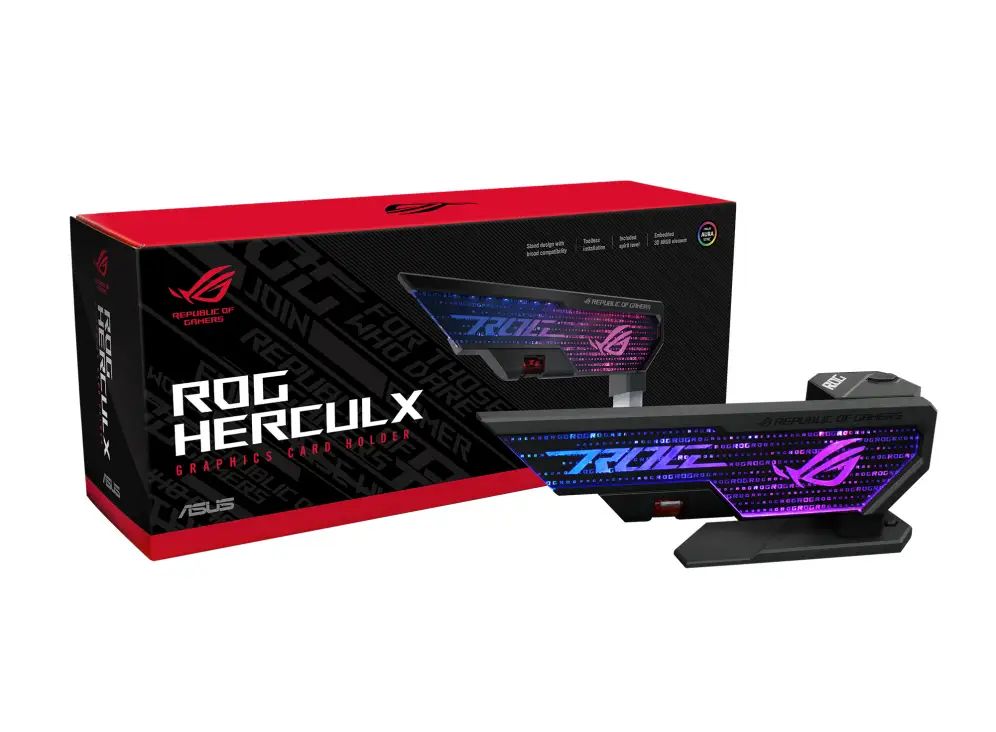 حامل كارت شاشة من أسوس ROG HERCULX قابل للتعديل من 72 إلى 128 ملم مع إضاءة ARGB