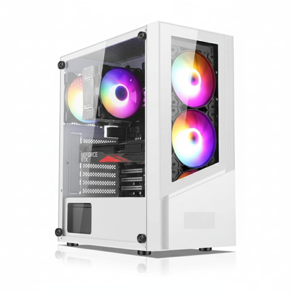 صندوق كمبيوتر XTREM VLOG TG WHITE WCEO 559 MID TOWER ATX - لون ابيض  Z.17672750885070868
