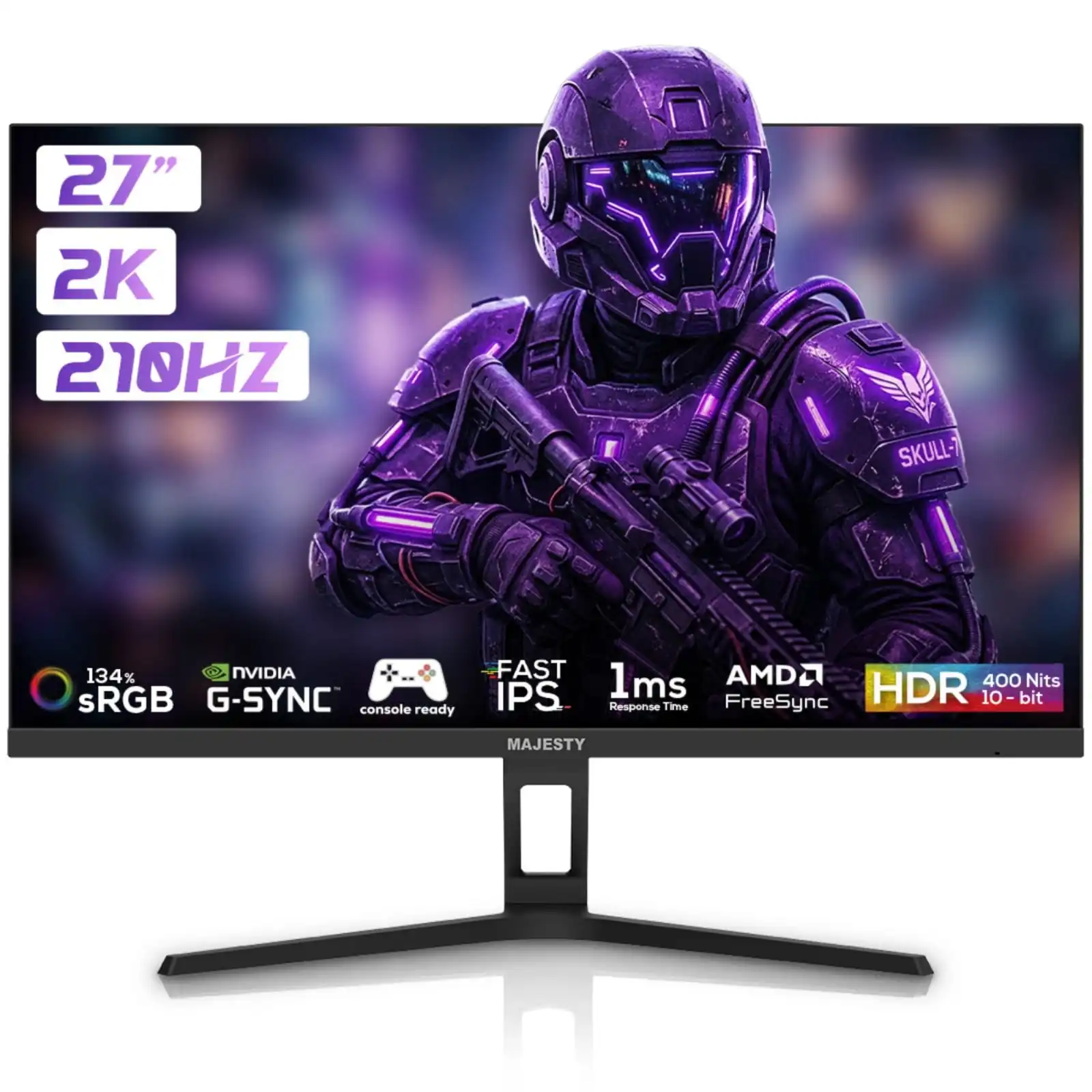 شاشة ماجيستي 27 بوصة للألعاب 2K QHD | لوحة FAST ULTRA IPS | تردد 210 هرتز | استجابة 1 ملّي ثانية | تدعم HDR400 | ألوان 134% sRGB | عمق 10-Bit | متوافقة مع G-SYNC و FreeSync | سماعات مدمجة وقاعدة مرنة.-Z.17779696347040083