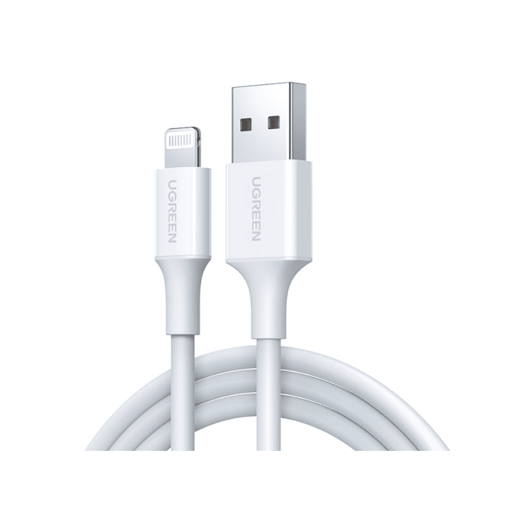 سلك شاحن معتمد من ابل يوجرين USB إلى آيفون بطول 2 م - أبيض-Z.22327.17451607101472394